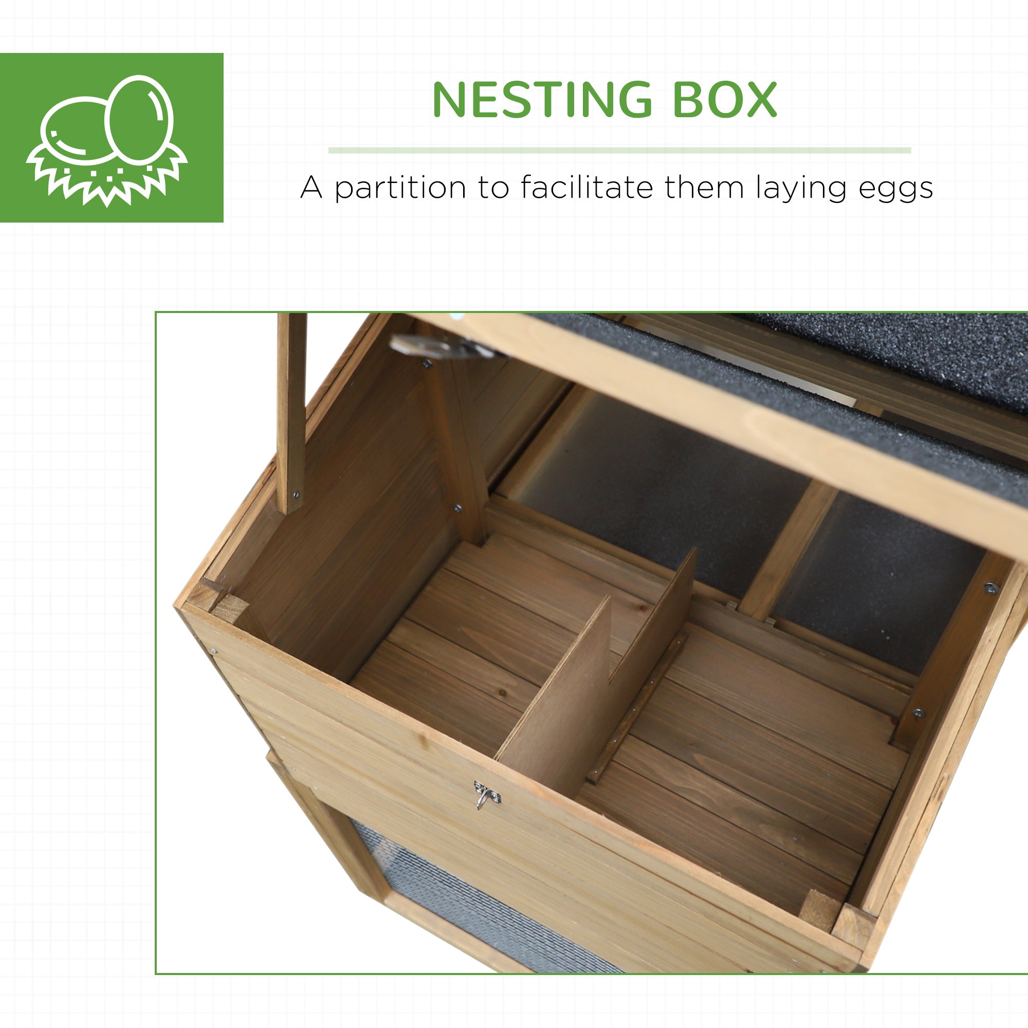 69" Wooden Chicken Coop, Poultry Cage Hen House with Connecting Ramp, Tray, Ventilated Window and Nesting Box