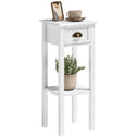 2-Tier Side Table with Drawer and Shelf, End Table for Living Room and Hallway, White