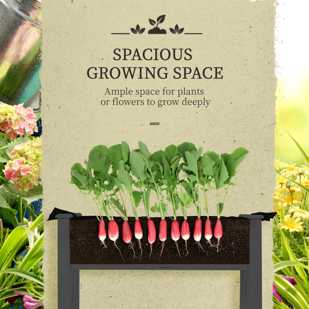 Raised Garden Bed with PE Greenhouse Cover Outdoor Planter Box for Herbs and Vegetables, 48 x 22 x 46 inch, Dark Gray
