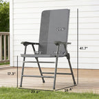 Folding Patio Chairs Set of 2, Padded High Back Lawn Camping Chairs with Armrests, 600D Oxford Fabric, Light Gray