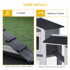 2-tier Indoor Rabbit Enclosure, Wood Hutch Backyard Small Animal House Ramp Outdoor Run Enclosed