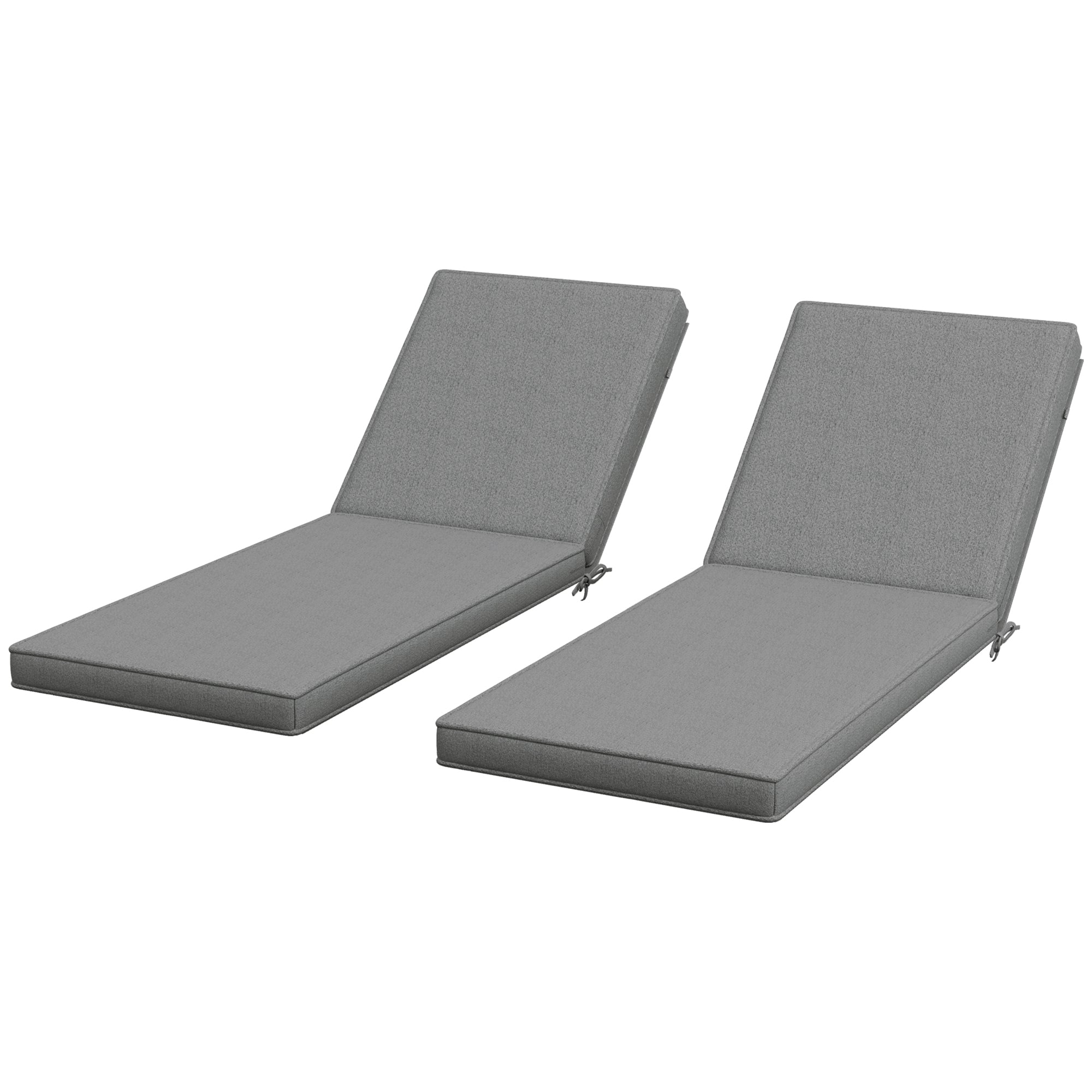 2-Piece Patio Chair Cushions with Backrests, Replacement Cushions for Outdoor Lounge Chair, Gray