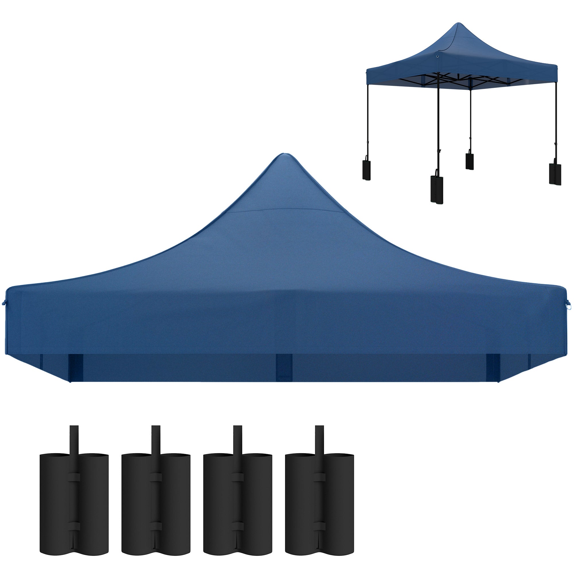 10' x 10' Replacement Canopy Top for Pop Up Canopy Tent with 4 Sand Bags, UPF50+ Protection, Navy Blue
