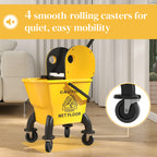 Mop Bucket with Wringer on Wheels for Floor Cleaning, 27.5 Quart Down Press Wringer with Handle and Mop, Yellow