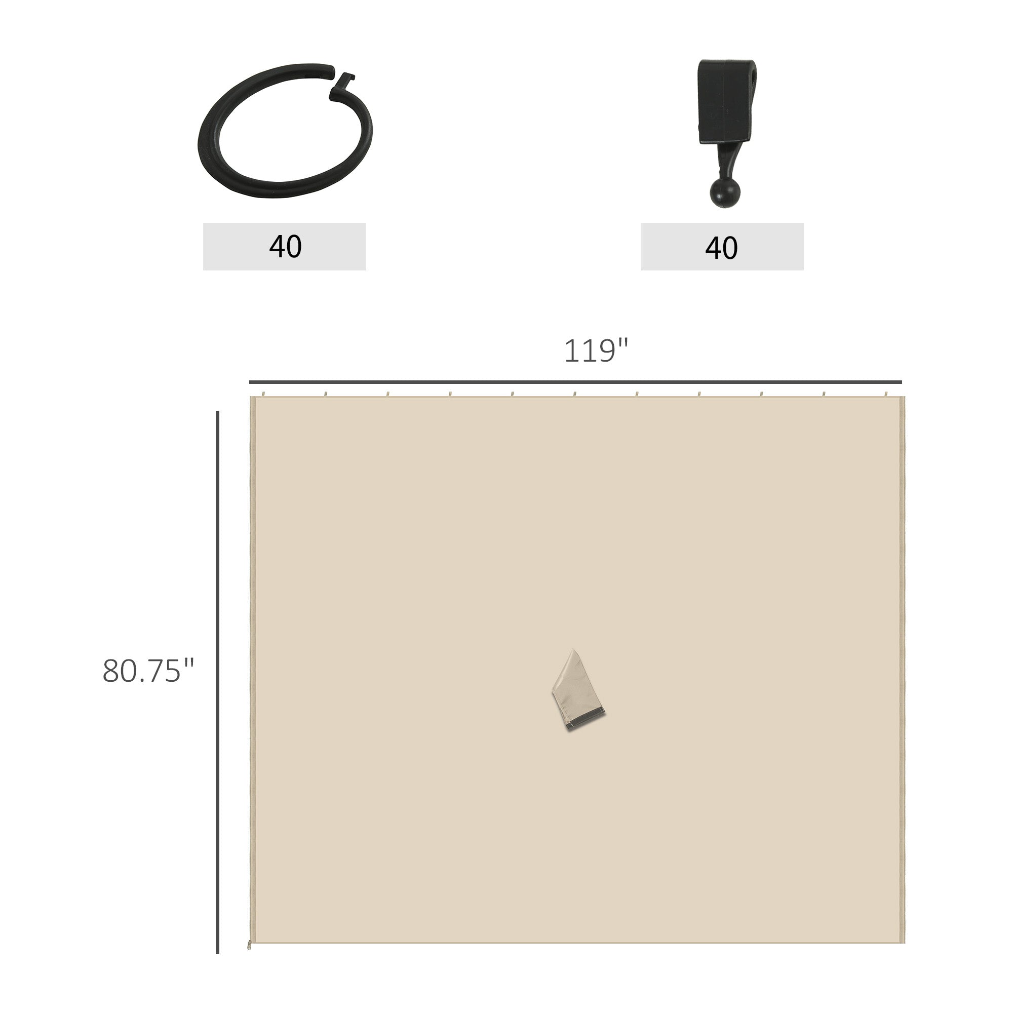 9.84' x 9.84' Gazebo Sidewall Set with Hooks/C-Rings, Beige