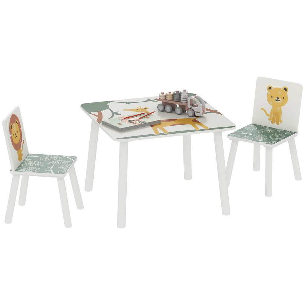 3-Piece Kids Toddler Table and Chair Set Furniture for Boys and Girls Aged 3-8, Bedroom, Nursery, Playroom, Green