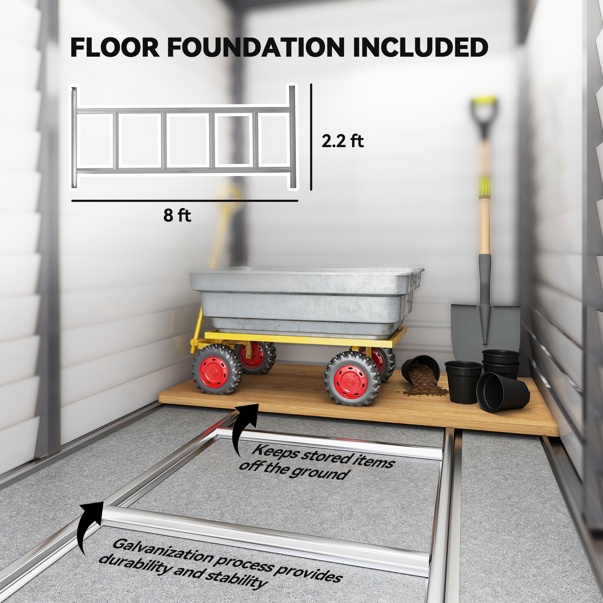 4.6' x 9' Outdoor Storage Shed, Lean to Metal Shed with Foundation Kit, Lockable Doors and Gloves for Patio, Lawn, Gray