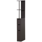54" Tall Bathroom Storage Cabinet, Freestanding Linen Tower with 2-Tier Shelf and Drawers, Narrow Side Floor Organizer, Brown