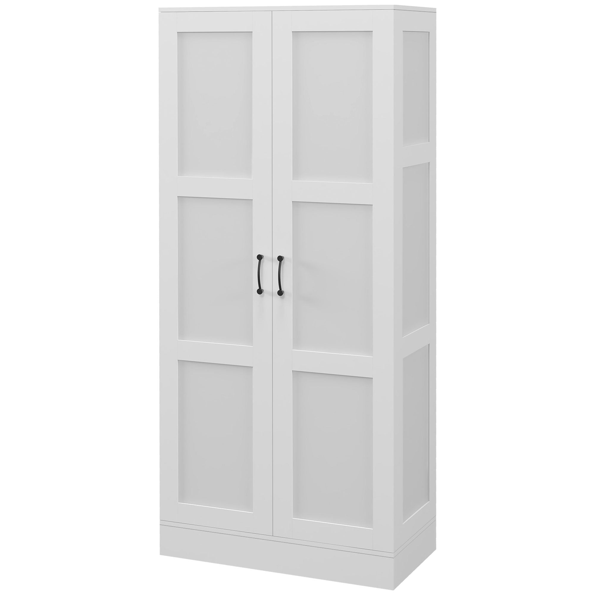 71" Tall Storage Cabinet with Movable Storage Shelves, Modern Style Pantry Cupboard Cabinet with Soft Close Doors, White