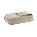 Machine Washable Egyptian Cotton Blanket with Breathable Weave, OEKO-TEX Certified, Ideal for Any Bedroom, 90" L x 66" W x 0.25" H, Khaki