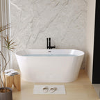 55" Freestanding Acrylic Soaking Bathtub with Double-Wall Insulation for Heat Retention, Tub for Bathroom, 55" L x 29.50" W x 23.5" H, Gloss White