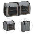 39" Portable Soft-Sided Pet Cat Carrier with Divider, Two Compartments, Soft Cushions, & Storage Bag, Gray