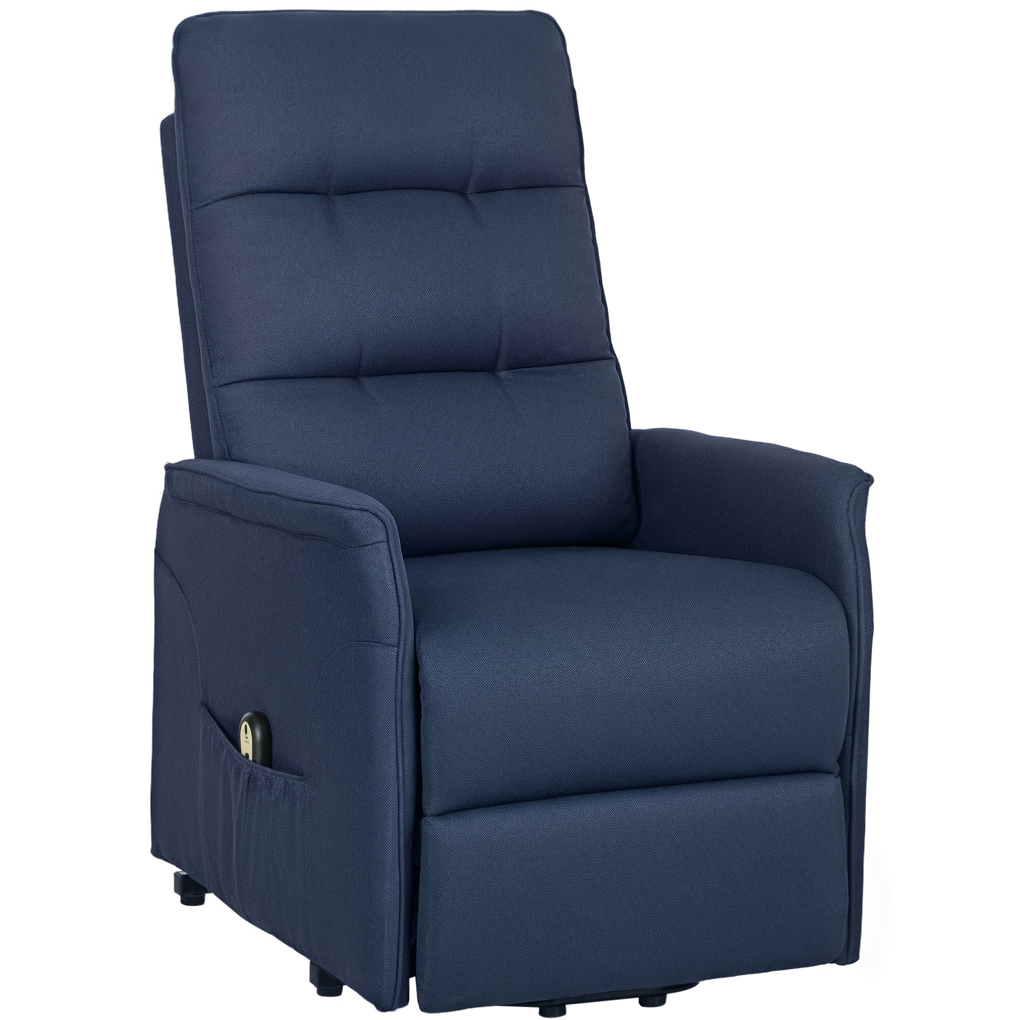 Power Lift Chair for Elderly, Fabric Recliner Sofa with Remote Control, Side Pockets, Quick Assembly, Deep Blue