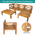 Casual Outdoor Sectional Sofa with Wood Frame & Cushions, Patio Seating Group for Backyard, 25.5" L x 25.5" W x 25.5" H, Beige
