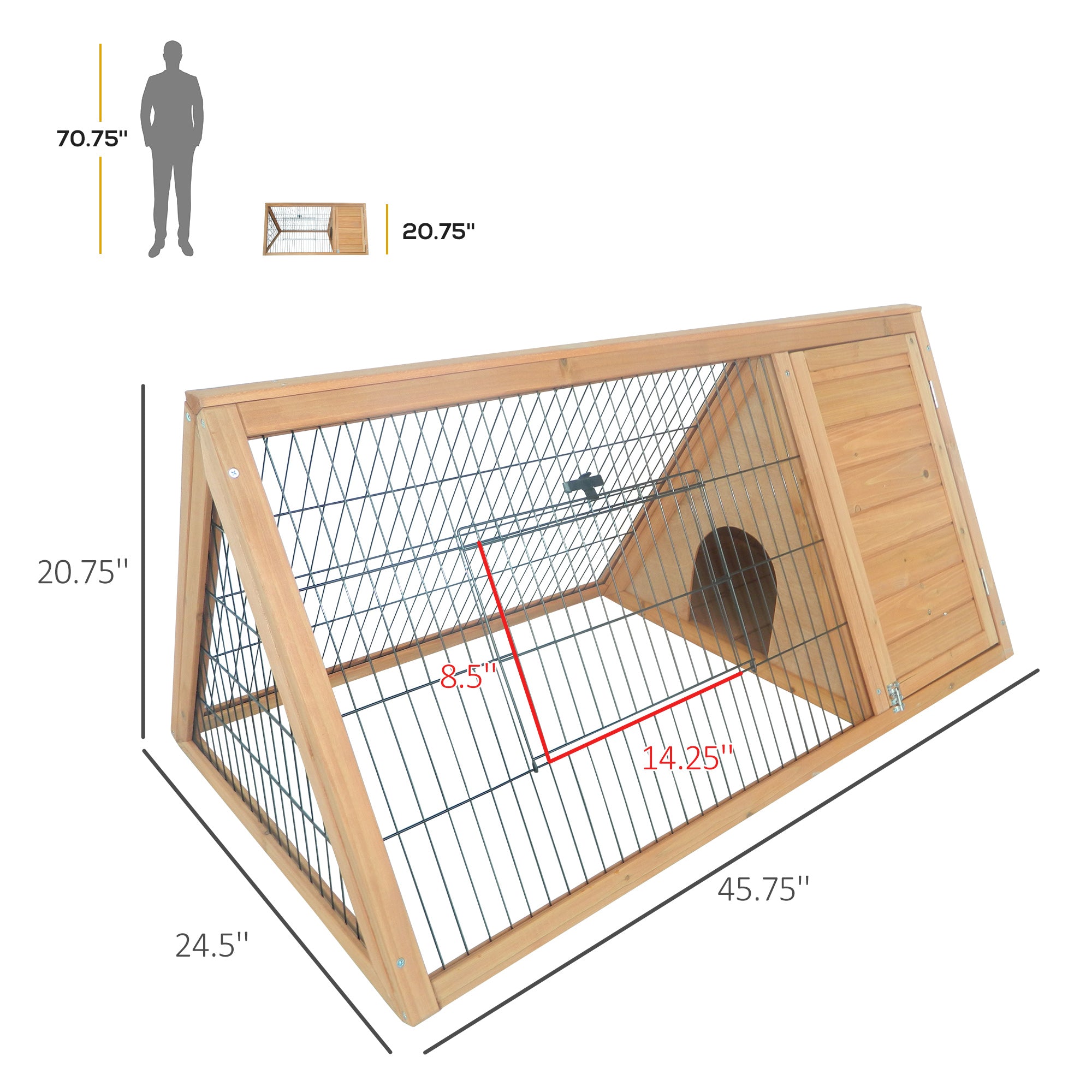 Rabbit Hutch Outdoor, Wooden Chicken Coop with Run, Outdoor Small Animal Cage for Rabbit, Small Duck and Chicken, Brown