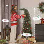 5 ft Prelit Christmas Tree, Whimsical Xmas Tree Slim High Mountain Fir with 100 LEDs and Metal Stand, Green