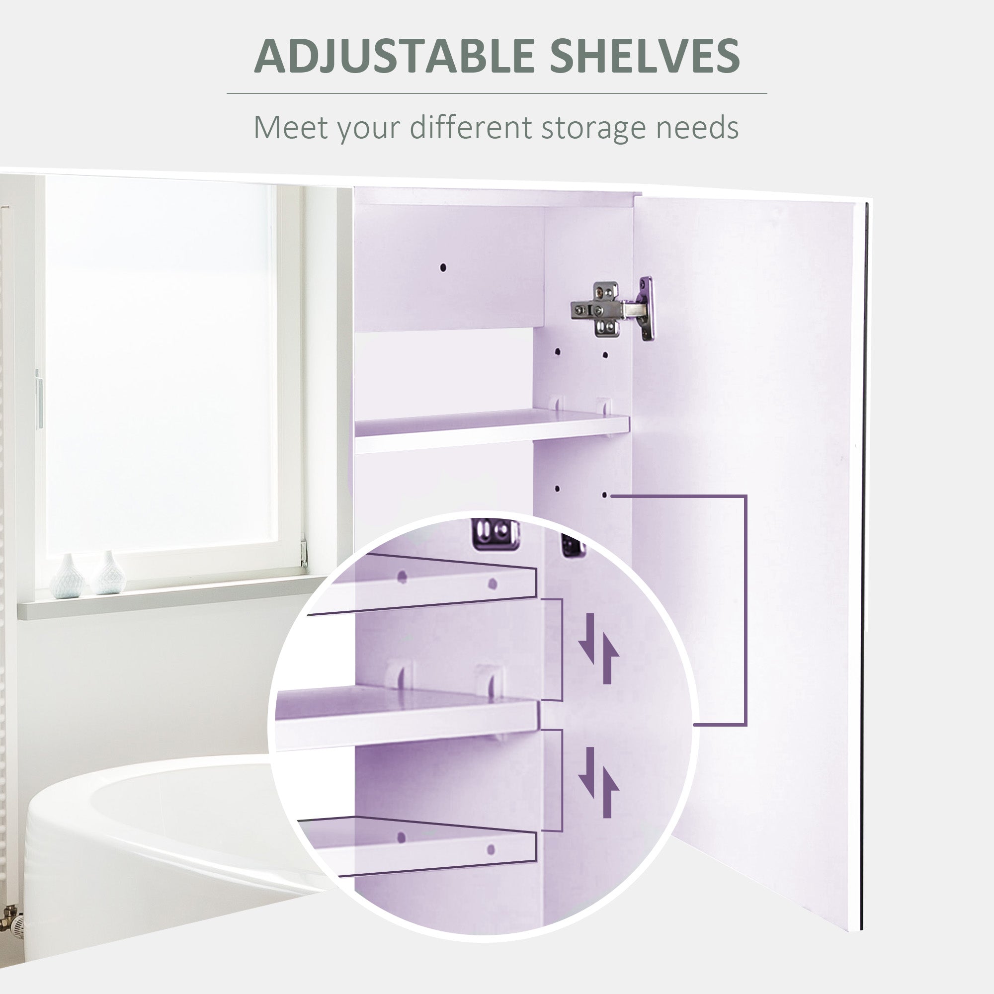 Double Door Wall Mounted Bathroom Mirror, 31.5" x 23.5" Medicine Cabinet with Modern Design, Large Storage, & Quiet Hinges