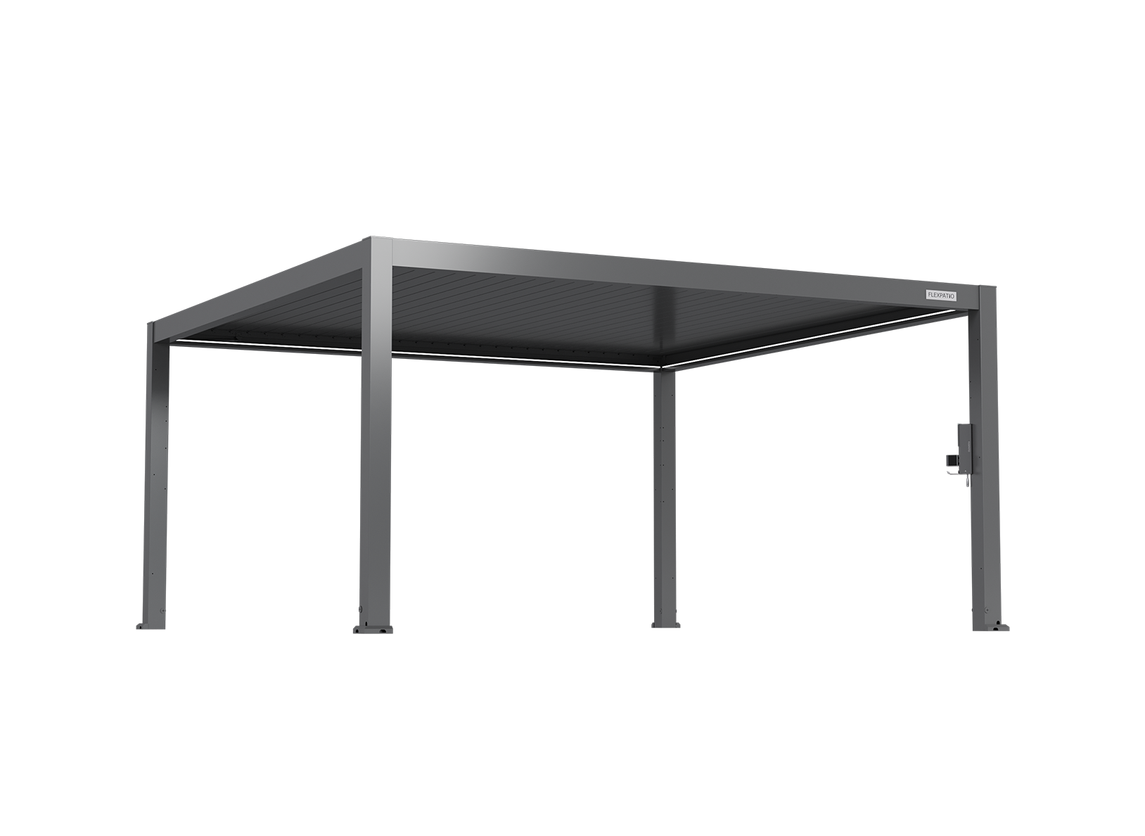 POWER+ PRO Gen 2 Motorized Pergola 16' x 16' Gray — 6063-T5 Aluminum Louvered Roof with LED and IP68 Outlets