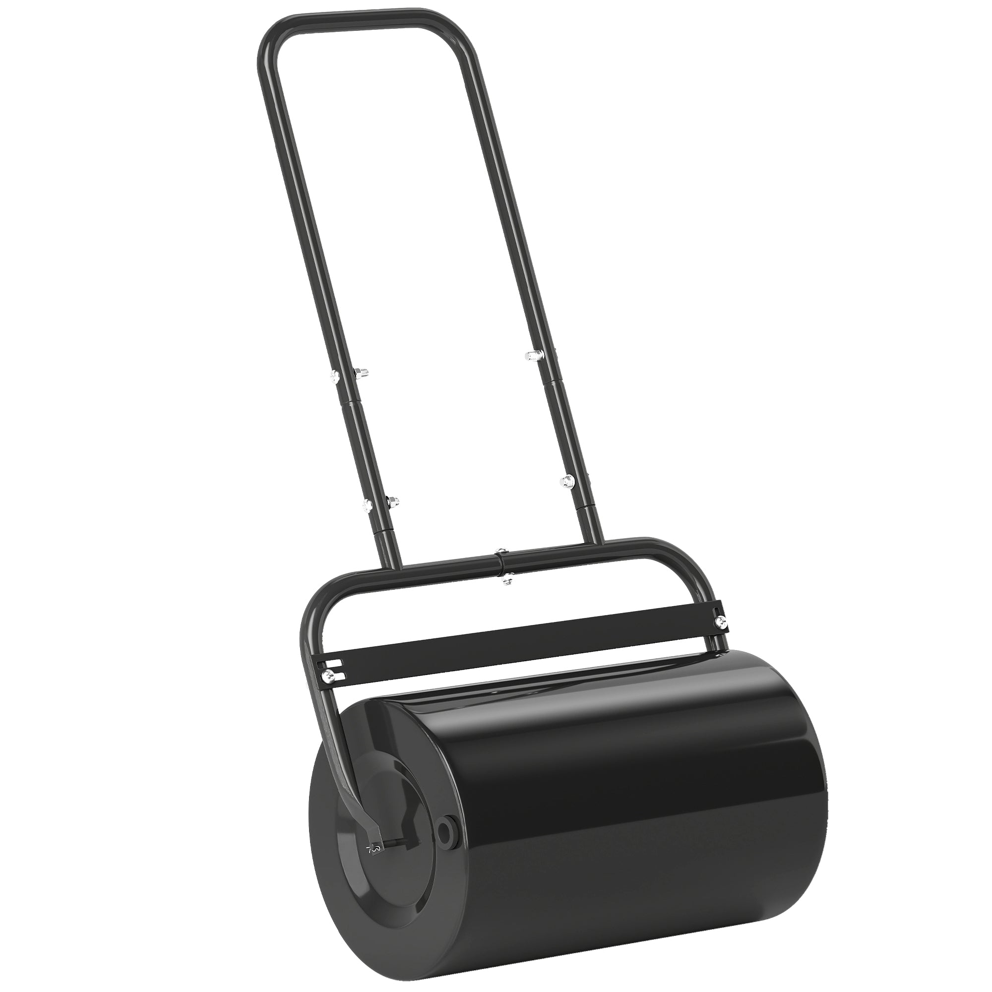 20-Inch Push/Tow Behind Lawn Roller Filled with 10 Gal Water or Sand for Flattening Sod in the Garden, Black