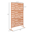 78" H x 48" W Metal Outdoor Privacy Screen, Freestanding Decorative Privacy Fence Screen for Balcony, Brown