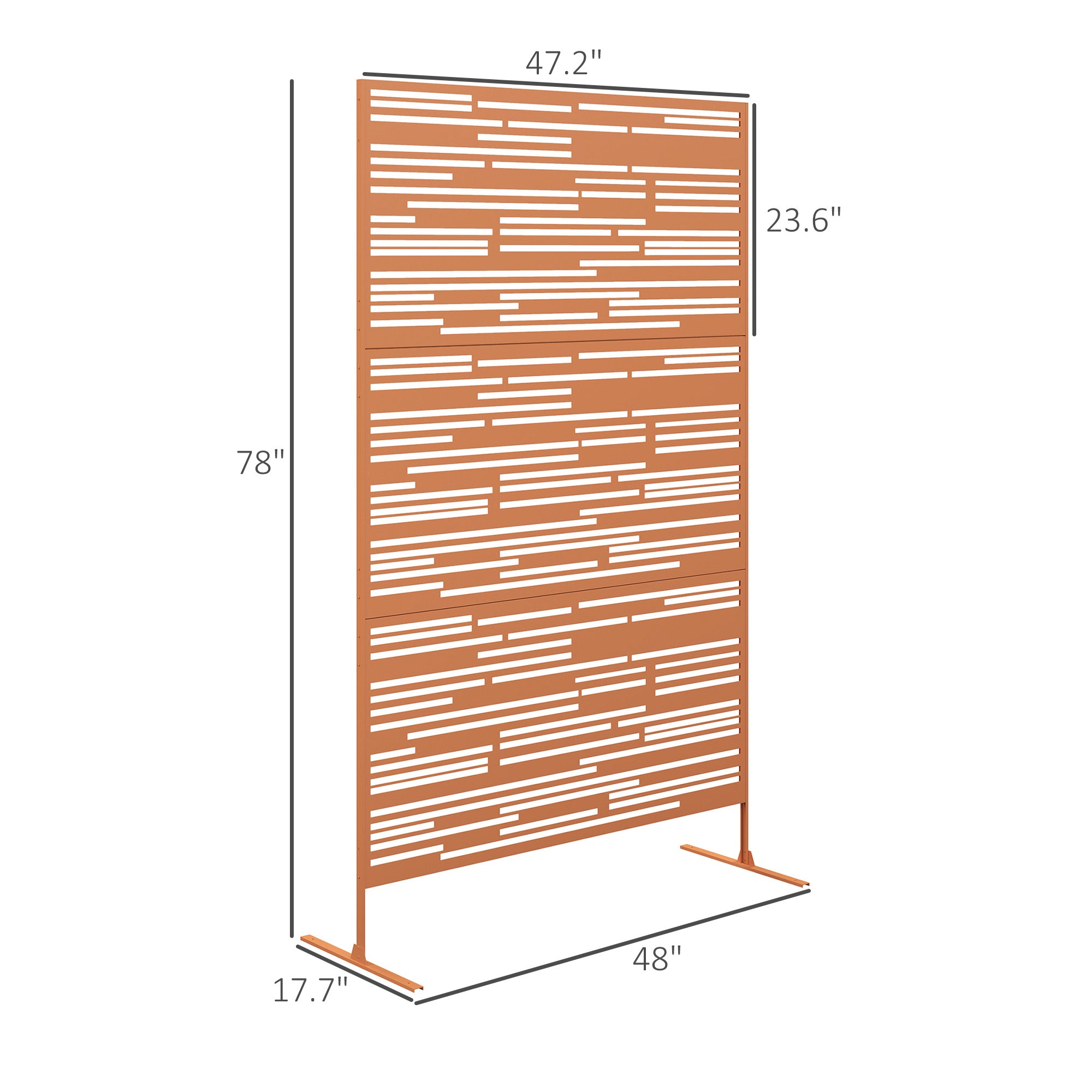 78" H x 48" W Metal Outdoor Privacy Screen, Freestanding Decorative Privacy Fence Screen for Balcony, Brown