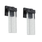 2-Pack Outdoor Wall Light Fixture with Bubble Crystal and Light Sensor, Weatherproof LED Wall Sconce, 12W Per Lamp, 3.5" L x 4.5" W x 12" H, Black