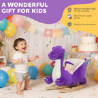 Baby Rocking Horse, Kids Ride On Dragon Toy with Realistic Dragon Roar and Safety Belt for Kids 18–36 Months, Purple