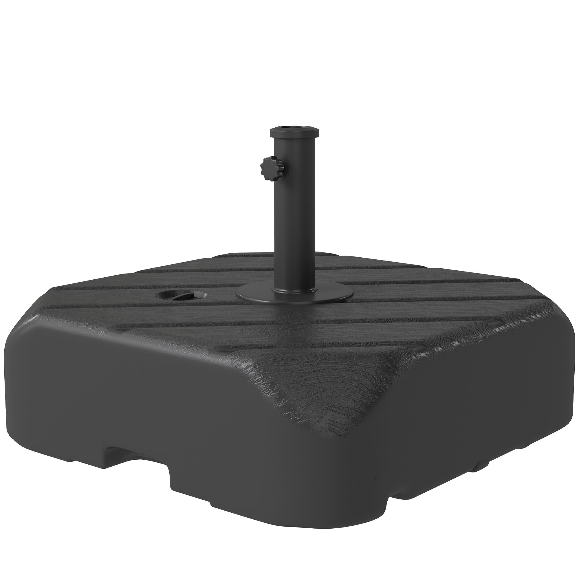 Patio Umbrella Base with Wheels, Telescopic Handle, 158 lb Sand or 99 lb Water Filled Umbrella Stand, Black