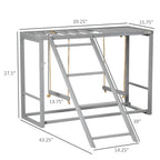 Chicken Activity Play with Swing Set for 3–4 Birds, Wooden Chicken Coop Accessory with Multiple Perches & Hen Ladder, Gray