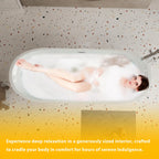 59" Acrylic Freestanding Bathtub with Unique Diamond-Pattern Exterior, Oval Soaking Tub for Bathroom, 59" L x 29.5" W x 23" H, Gloss White