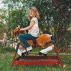 Durable Kids Plush Spring Rocking Horse, Ride On Rocking Horse with Realistic Sounds, Brown