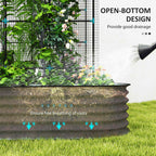 Raised Garden Beds Set with Arch Trellis, Climbing Net, Galvanized Planter Box for Climbing Vegetables Flowers Herbs