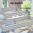95" x 36" x 12" Galvanized Raised Garden Bed, Easy DIY and Cleaning for Growing Flowers, Herbs, Succulents, Silver