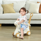 5 in 1 Kids Rocking Horse with Detachable Base, Safety Guardrails, Footrests, Push Handle for Ages 1-3, Brown