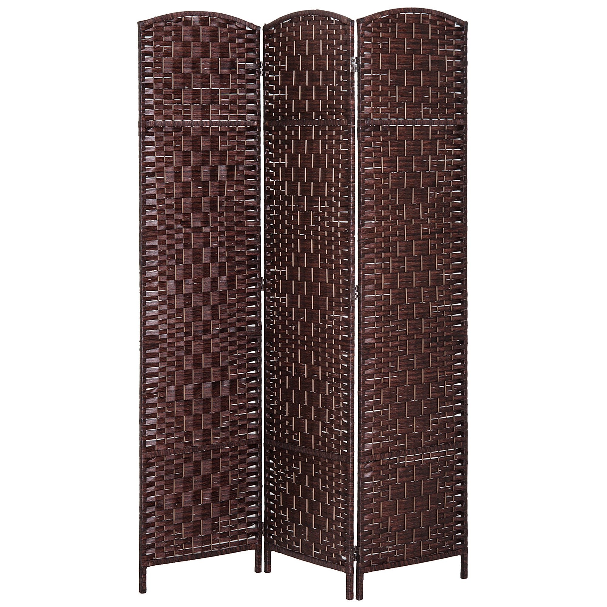 Room Divider 3 Panel, 6FT Tall Folding Privacy Screen, Freestanding Hand-Woven Partition for Room Separation with 360° Hinges, Paper Rope Diamond Weave, Brown