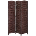 Room Divider 3 Panel, 6FT Tall Folding Privacy Screen, Freestanding Hand-Woven Partition for Room Separation with 360° Hinges, Paper Rope Diamond Weave, Brown
