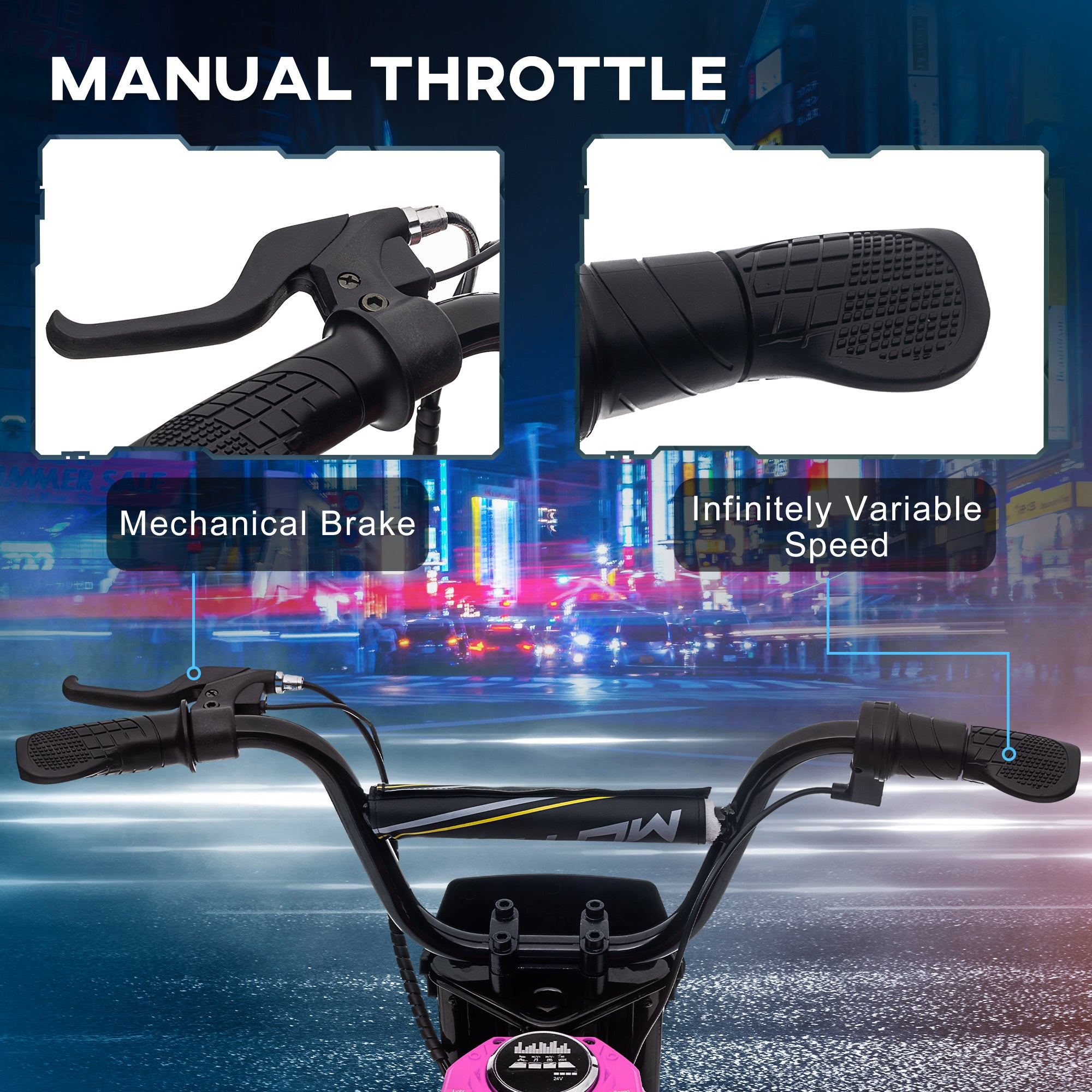 24V 350W Electric Dirt Bike Up to 15 MPH w/ Twist Grip Throttle, Pink