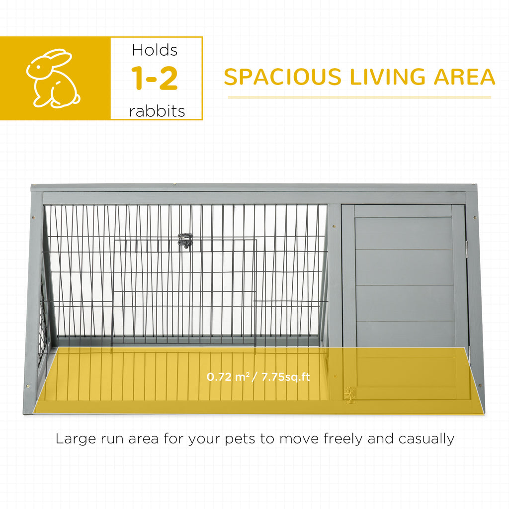 Rabbit Hutch Outdoor, Wooden Chicken Coop with Run, Outdoor Small Animal Cage for Rabbit, Small Duck and Chicken, for Garden, Backyard, Farms, 46" x 24.5" x 21", Light Gray