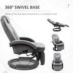 Faux Leather Manual Recliner, Adjustable Swivel Lounge Chair, Armchair with Footrest and Round Base for Living Room, Gray