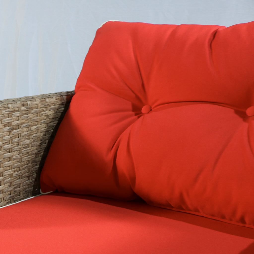 5 Pieces Rattan Wicker Lounge Chair Outdoor Patio Conversation Set w/ Cushioned Chairs, Ottomans and Tempered Glass Top