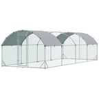 Large Metal Chicken Coop with Waterproof and Anti-UV Cover for Yard, Outdoor, Duck, Rabbit, 9.2' x 24.9' x 6.5'
