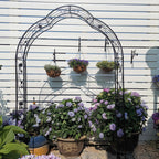 8 Styles Freely Assembled Arch Trellis with Gothic Spire Design, Metal Garden Arbor for Climbing Plants, 59" L x 15.5" W x 98.5" H, Black