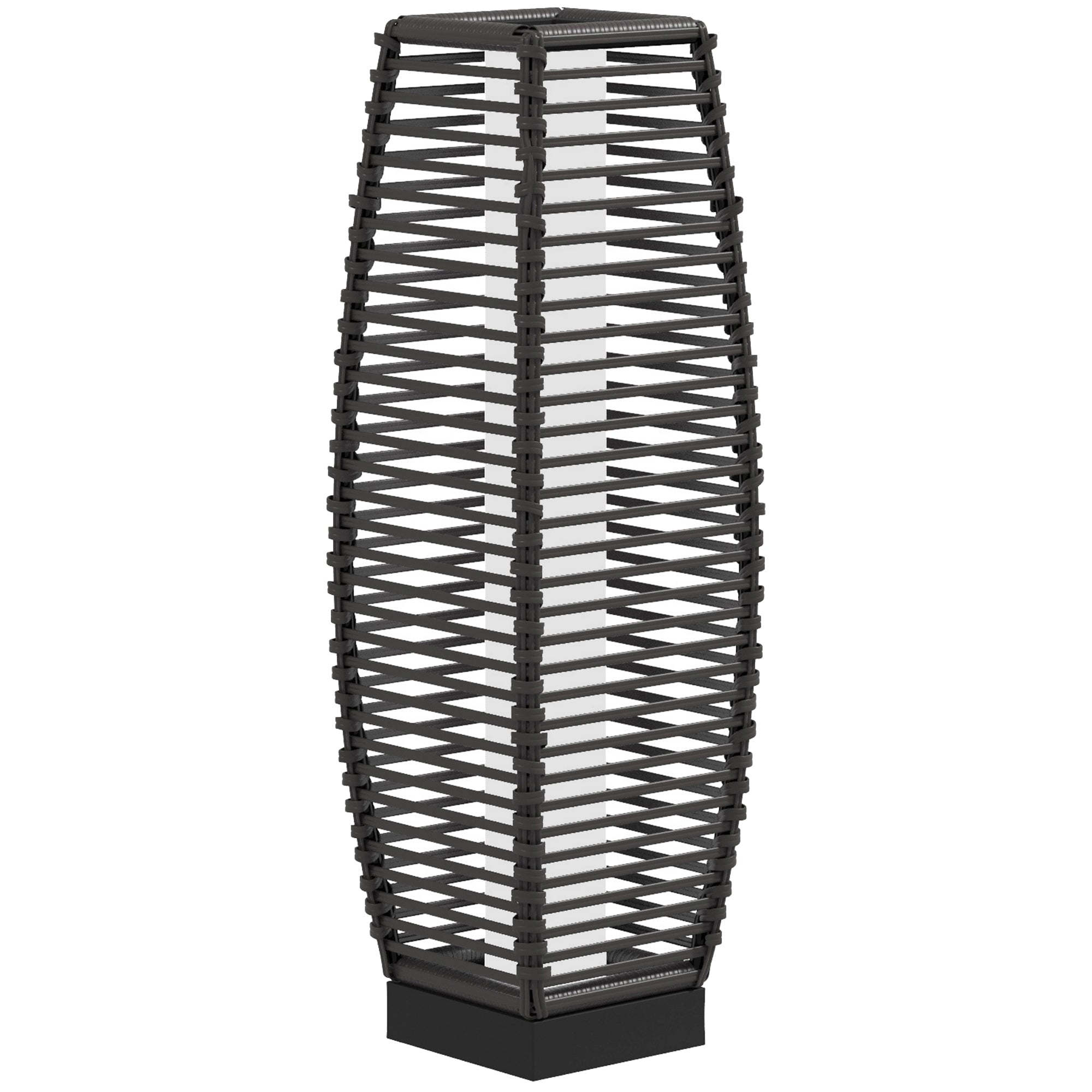 Solar Floor Lamp, Outdoor Rattan Garden Lantern Pathway Light & Decorative Driveway Lighting with Auto LED Lights, Gray