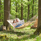 Outdoor Hammock 2-Person, with Pillow & Pad, 440 lbs Capacity, Cream White