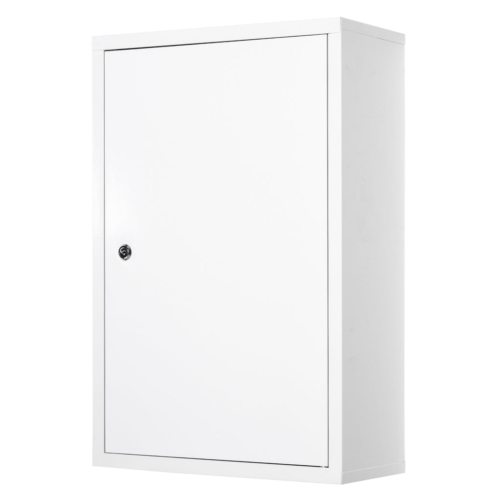 Steel Wall Mount Medicine Cabinet 3 Tier Emergency Box for Bathroom Kitchen, Lockable with 2 Keys - White