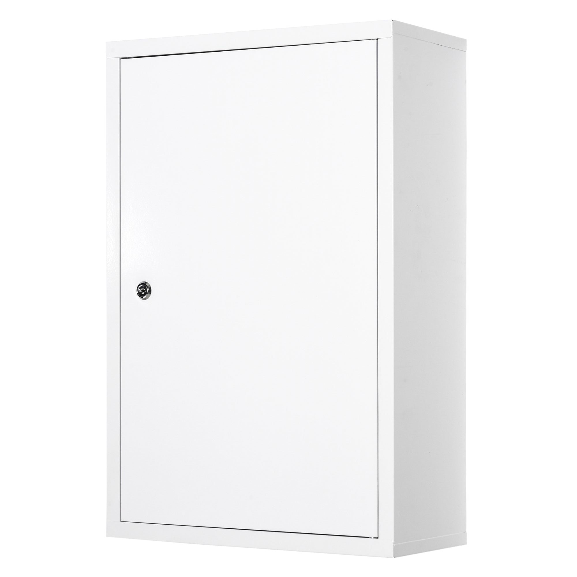 Steel Wall Mount Medicine Cabinet 3 Tier Emergency Box for Bathroom Kitchen, Lockable with 2 Keys - White