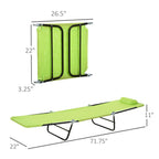 Folding Chaise Lounge Chair, Pool Sun Tanning Chair, Outdoor Lounge Chair with Reclining Back, Breathable Mesh Seat, Headrest for Beach, Yard, Patio, Green
