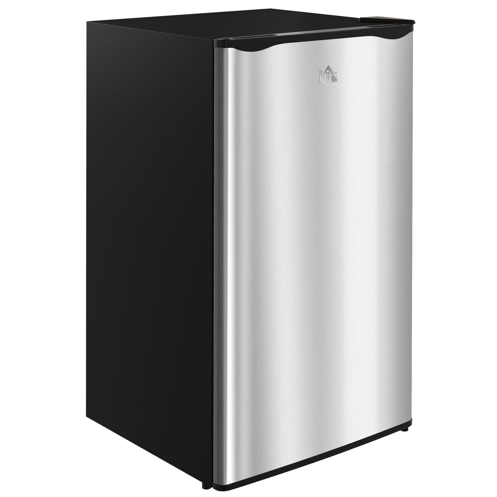 3.2 Cu.Ft Mini Fridge with Freezer, Compact Refrigerator with Adjustable Thermostat, Shelf and Single Reversible Door for Bedroom, Dorm, Home Office, Energy Efficient, Silver