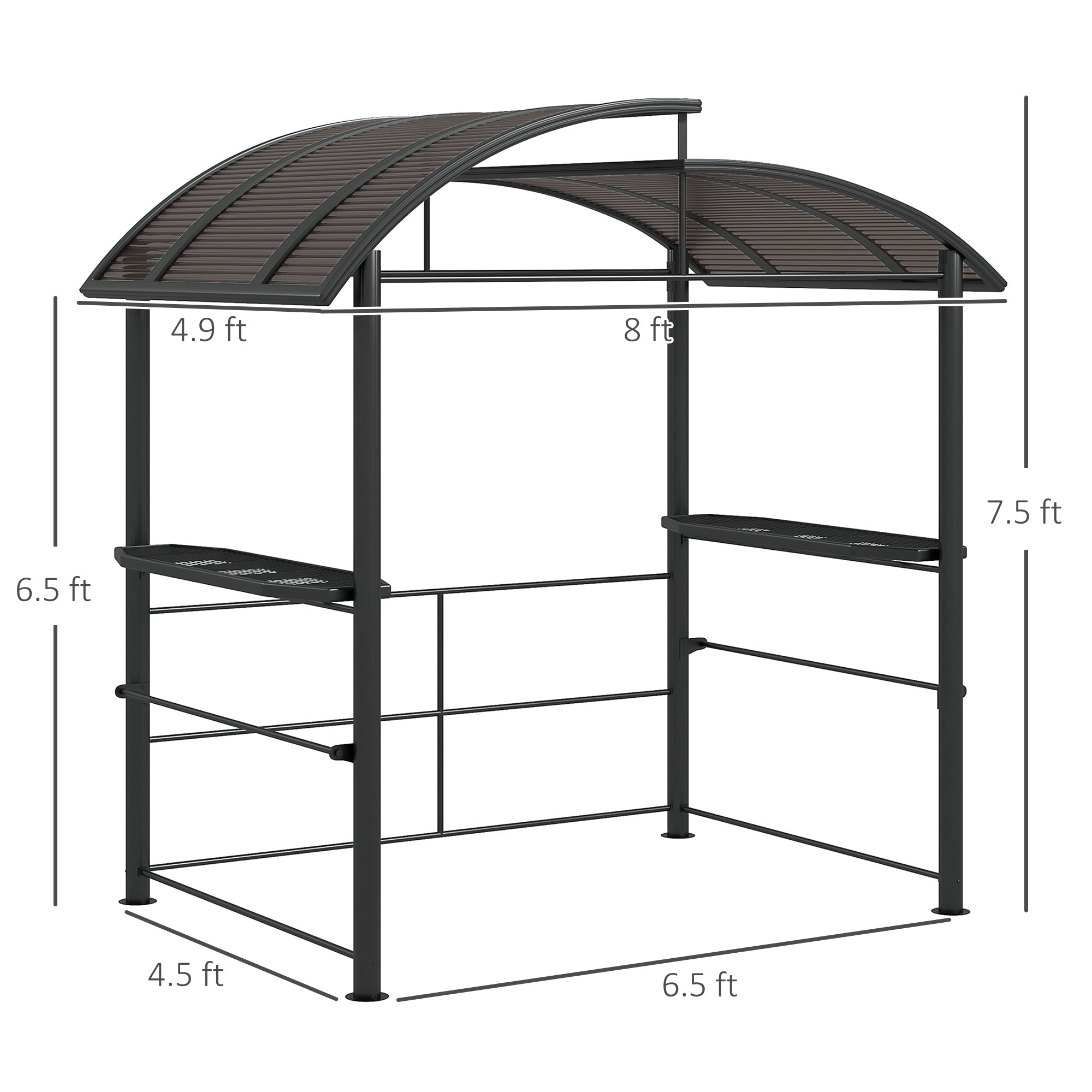 8' x 5' Outdoor Grill Gazebo Canopy Shelter with Vented PC Roof, Side Shleves