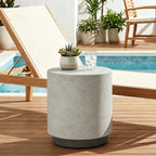 Lightweight Accent Table with Concrete Finish, Round Side Table with 4 Adjustable Feet for Indoor, Outdoor, Gray